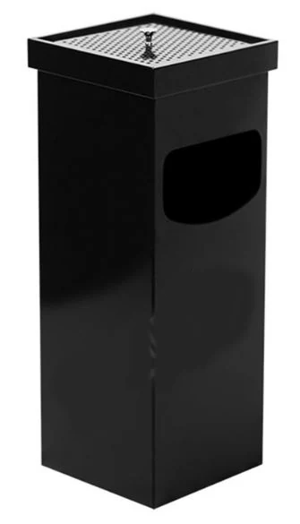 Ashtray urn, square, metal, black, 35 l.