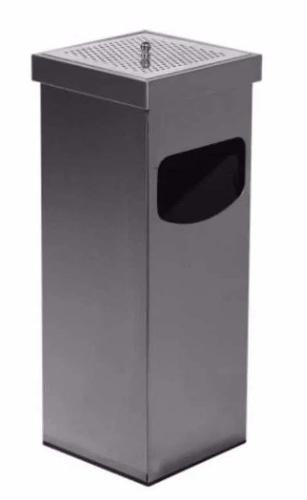 Ashtray urn, square, stainless steel, satin, 35 l.