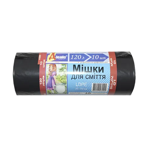 Пакети для сміття міцні 120л Діоніс