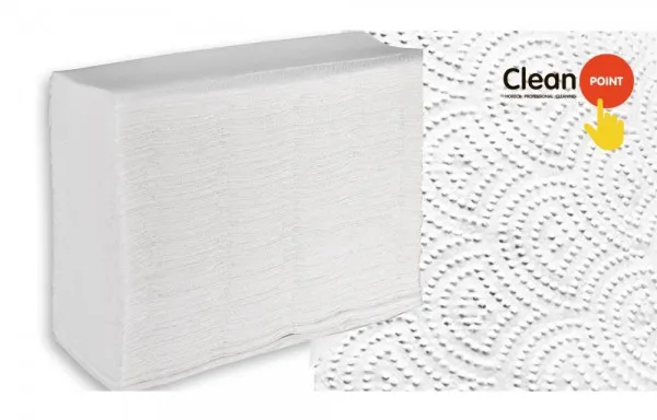 Паперові рушники листові, білі, Z-складання, 2 шари, CleanPoint, Standart. ZL-200