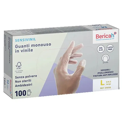 Рукавички вінілові 100шт. SENSIVINIL. 39058