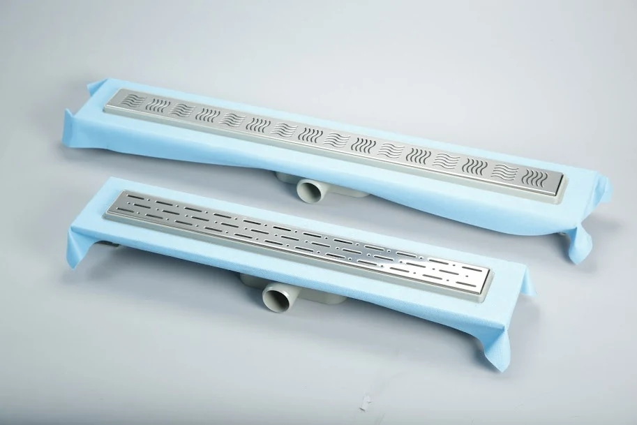 Bathroom drain with horizontal flange, rain grate 60 cm, shower channel with water seal Bathroom drain with horizontal flange, rain grate 60 cm, shower channel with water seal