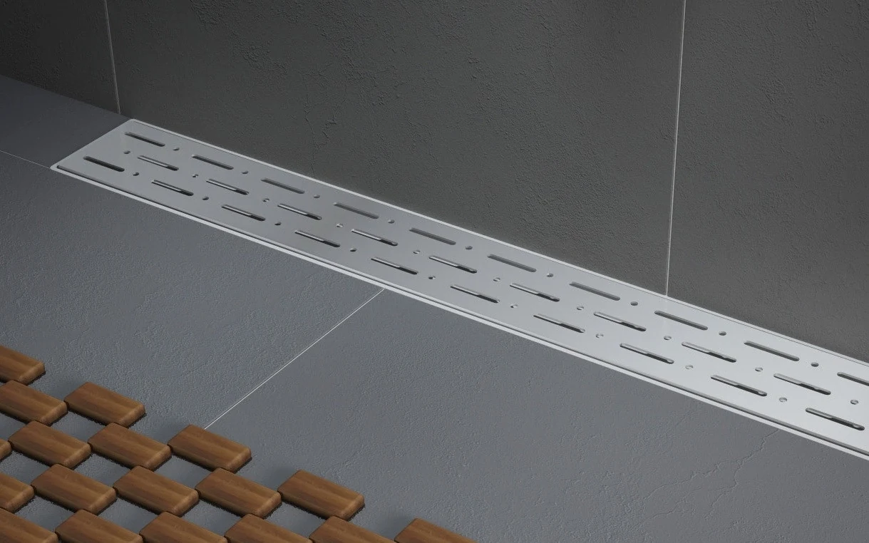 Bathroom drain with horizontal flange, rain grate 60 cm, shower channel with water seal Bathroom drain with horizontal flange, rain grate 60 cm, shower channel with water seal