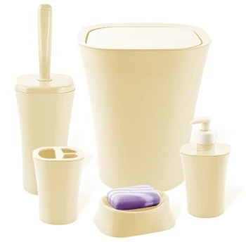 Bathroom set planet papillon 5 pieces cream 6886