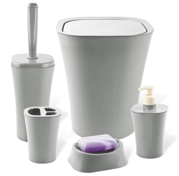 Bathroom set planet papillon 5 pieces gray 6887