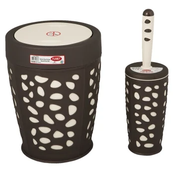 Bathroom set planet stone 2 pieces brown-cream 6867