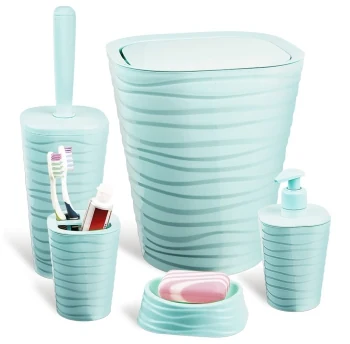 Bathroom set planet welle 5 pieces gray-blue 6900