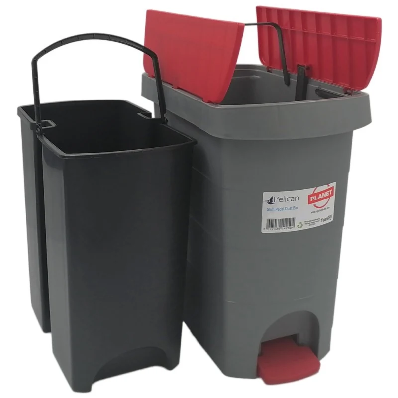 BUCKET WITH PEDAL PLANET PELICAN 9 L GRAY-RED BUCKET WITH PEDAL PLANET PELICAN 9 L GRAY-RED