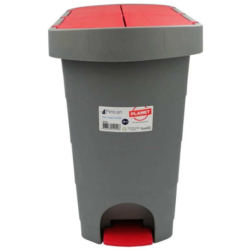 BUCKET WITH PEDAL PLANET PELICAN 9 L GRAY-RED BUCKET WITH PEDAL PLANET PELICAN 9 L GRAY-RED