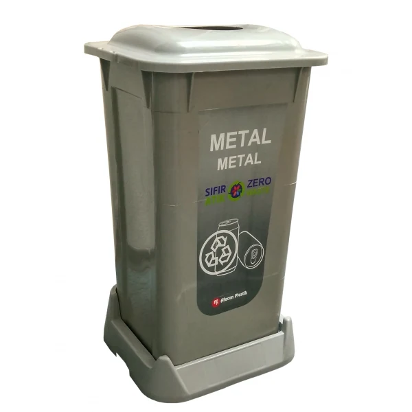 Container for waste sorting (METAL), gray plastic 70 l with lid SAN-70 101