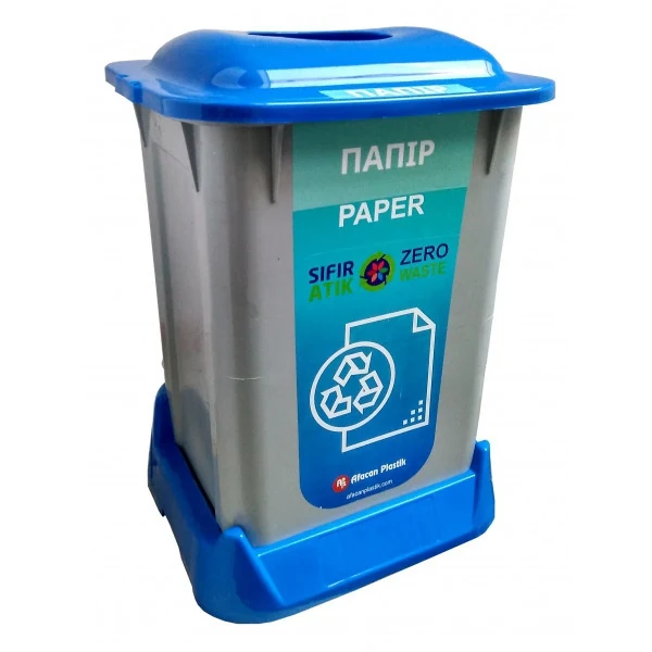 Container for waste sorting (PAPER), blue plastic 50 l with lid SAN-50 107