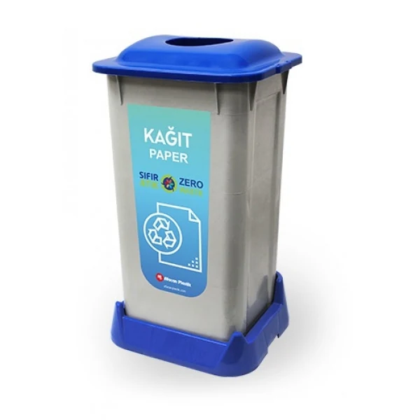 Container for waste sorting (PAPER), blue plastic 70 l with lid SAN-70 107