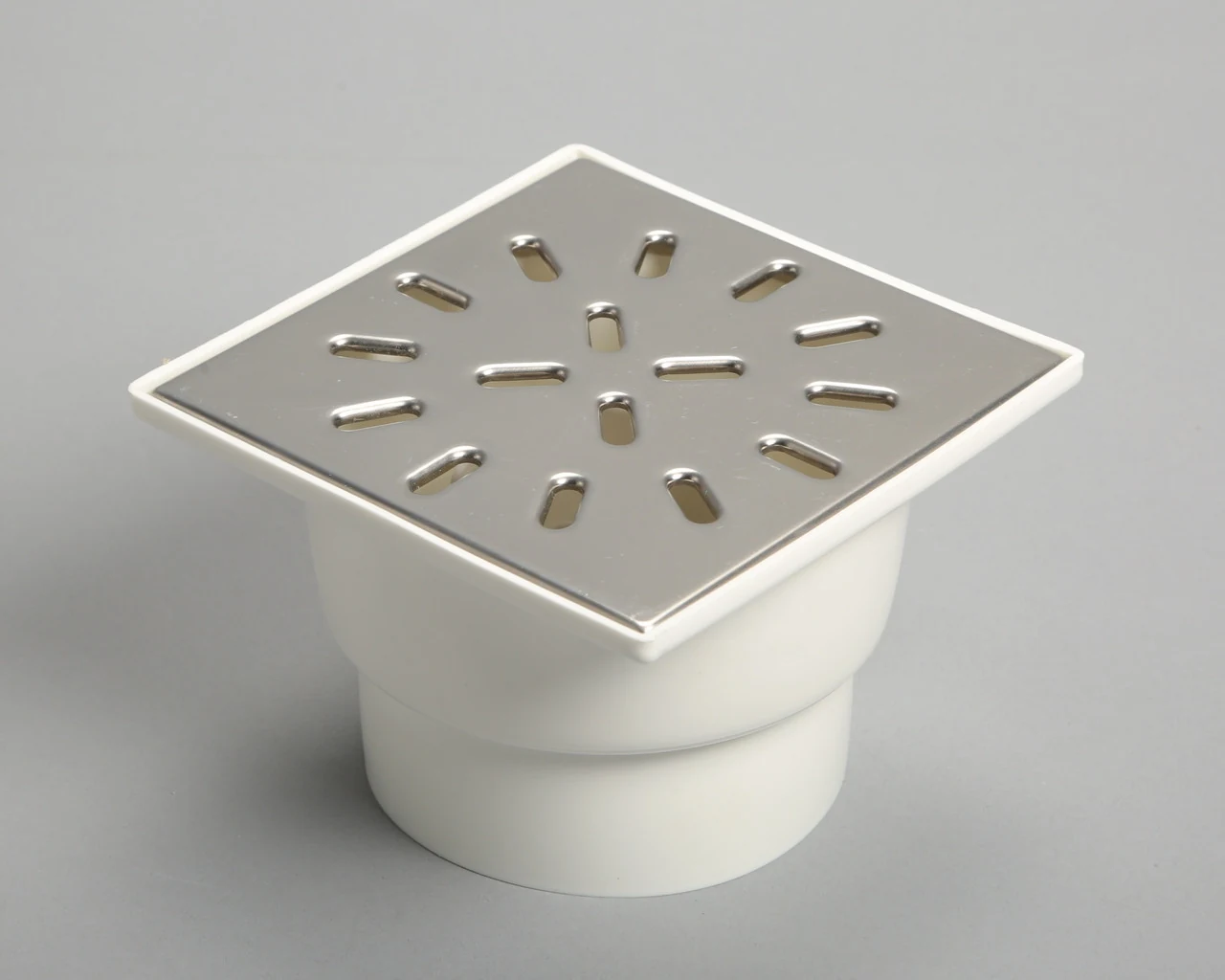 Drain with dry shutter vertical D110, with grid 150*150mm made of stainless steel