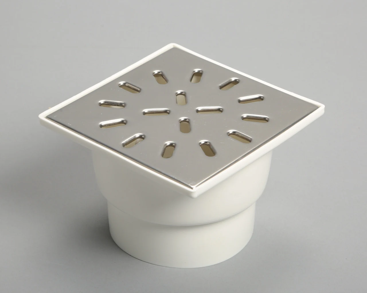 Horizontal drain D100, with stainless steel grate 150*150mm with dry shutter