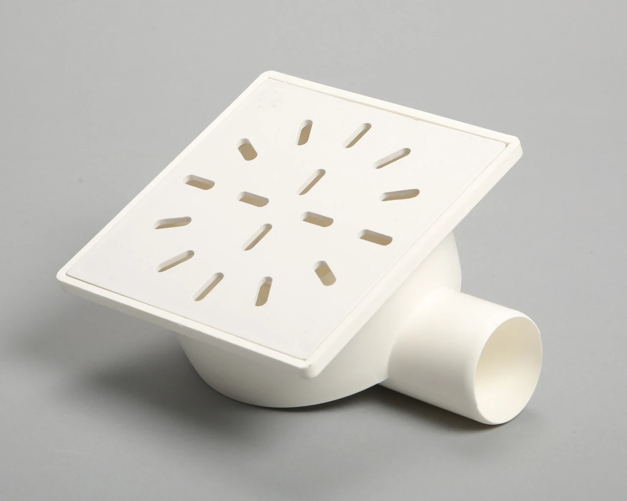 Horizontal shower drain D50, with plastic grate 100*100, with water seal