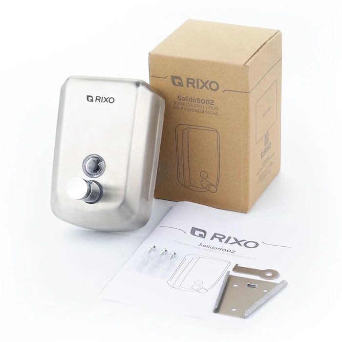 Дозатор для рідкого мила нержавіюча сталь rixo solido s002 Дозатор для рідкого мила нержавіюча сталь rixo solido s002