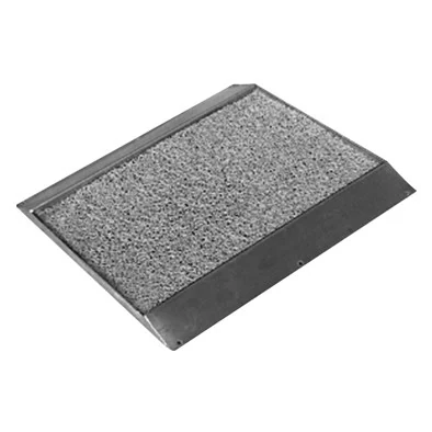 Mat for disinfection of shoes in a stainless steel frame