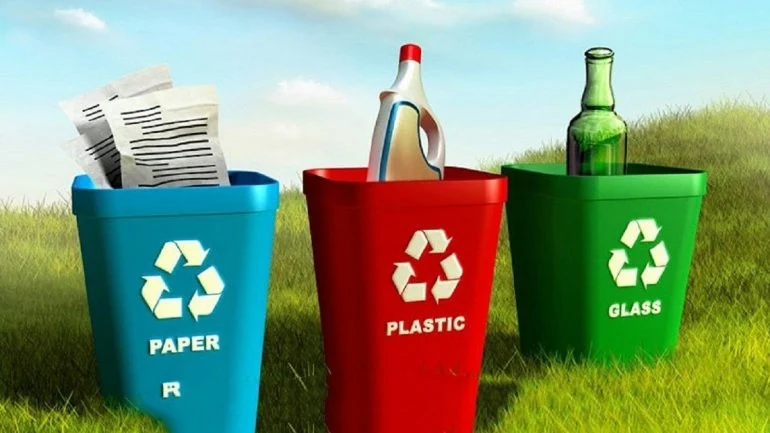 Metal waste sorting baskets 45 l 3 colors