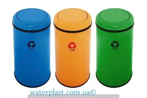 Metal waste sorting baskets with a rotating lid 45 l 3 pieces