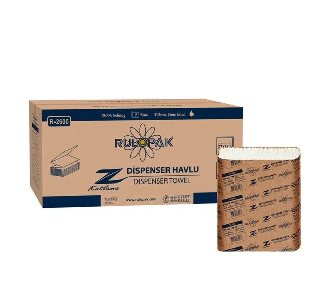 Paper towel sheets, white z-stack Rulopak