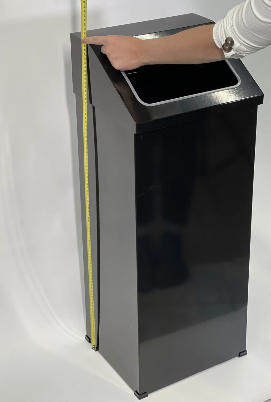 Rectangular trash bin 80L with open lid (black) / Full stainless steel bin Rectangular trash bin 80L with open lid (black) / Full stainless steel bin