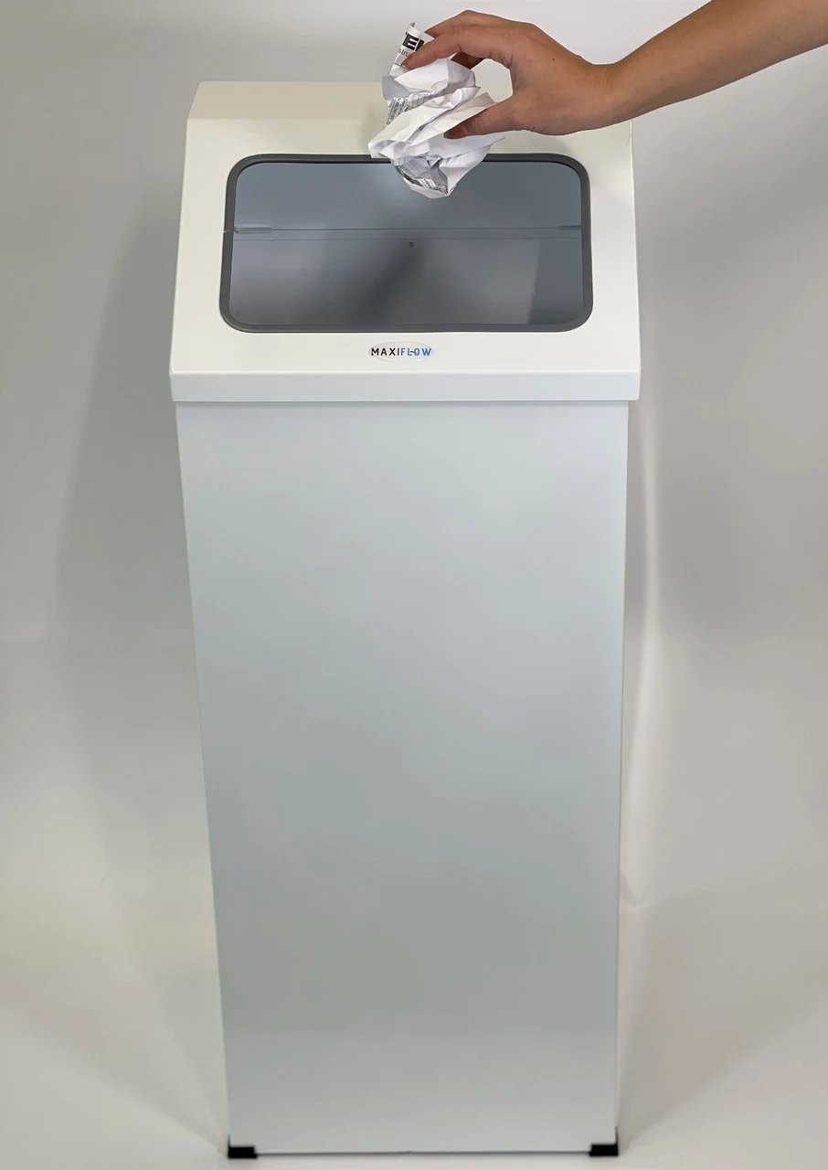 Rectangular trash can with open lid (white) / Bin completely made of AISI 430 stainless steel, Rectangular trash can with open lid (white) / Bin completely made of AISI 430 stainless steel,