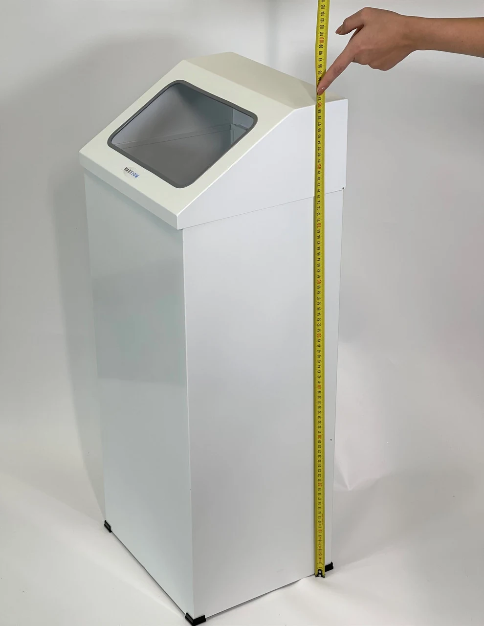 Rectangular trash can with open lid (white) / Bin completely made of AISI 430 stainless steel, Rectangular trash can with open lid (white) / Bin completely made of AISI 430 stainless steel,