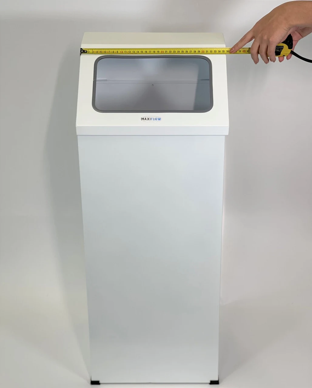 Rectangular trash can with open lid (white) / Bin completely made of AISI 430 stainless steel, Rectangular trash can with open lid (white) / Bin completely made of AISI 430 stainless steel,