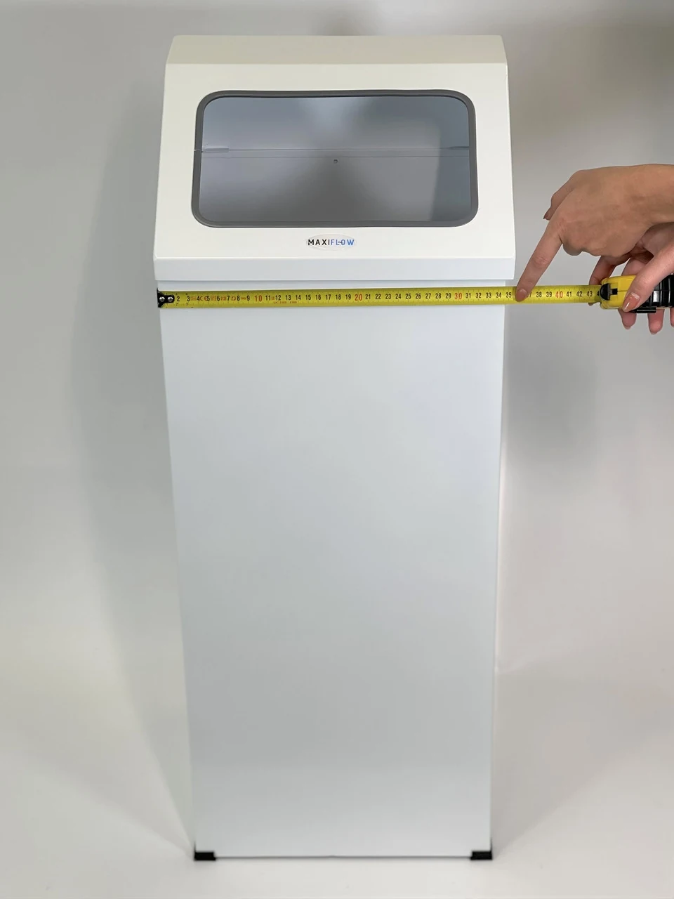 Rectangular trash can with open lid (white) / Bin completely made of AISI 430 stainless steel, Rectangular trash can with open lid (white) / Bin completely made of AISI 430 stainless steel,