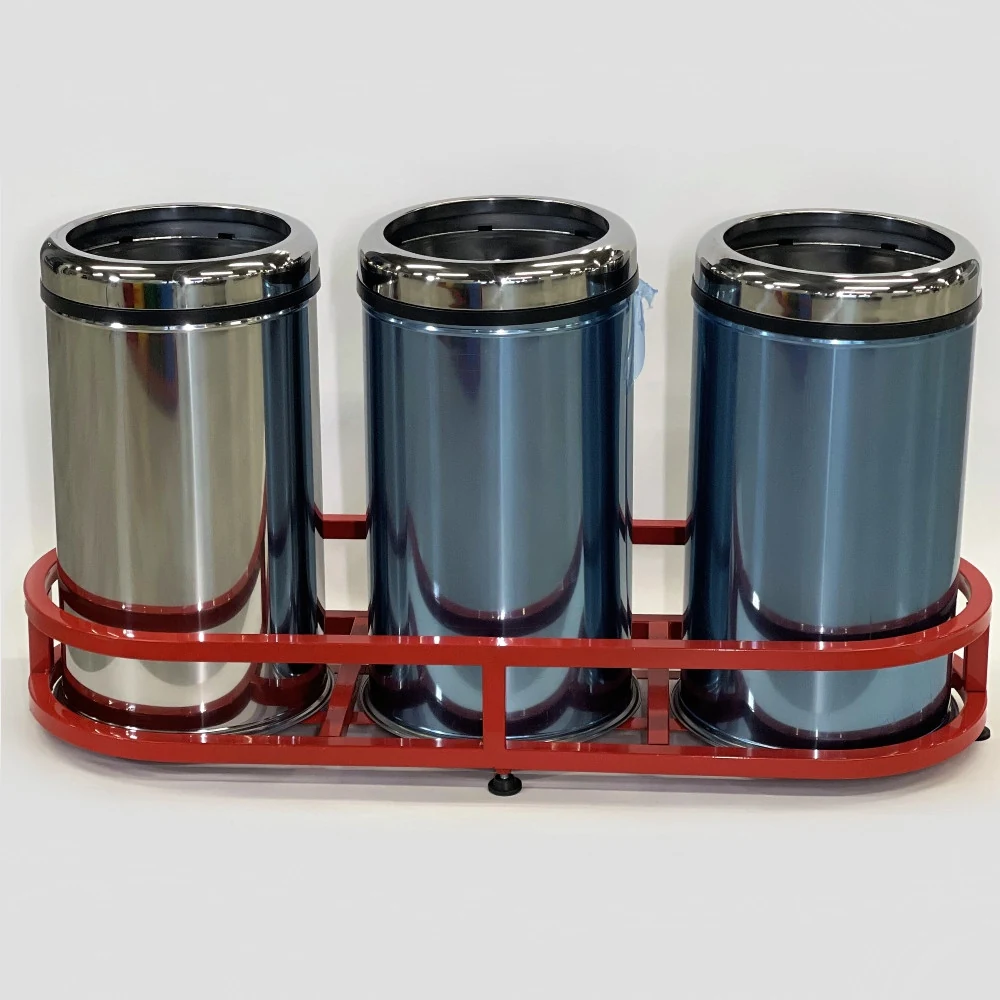 Round waste sorting containers with rim 3 in 1