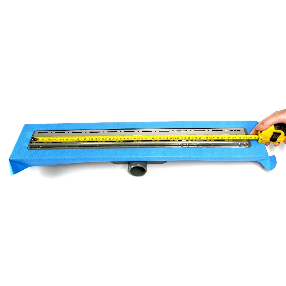 Sewer drain with plastic body, “Rain” grate 60 cm, Shower channel with horizontal flange Sewer drain with plastic body, “Rain” grate 60 cm, Shower channel with horizontal flange