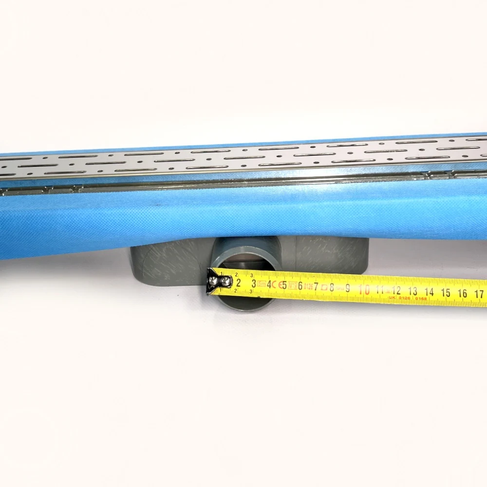 Sewer drain with plastic body, “Rain” grate 60 cm, Shower channel with horizontal flange Sewer drain with plastic body, “Rain” grate 60 cm, Shower channel with horizontal flange