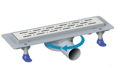 Shower drain, dry shutter, 50 cm “Rain” grate, 360 swivel siphon