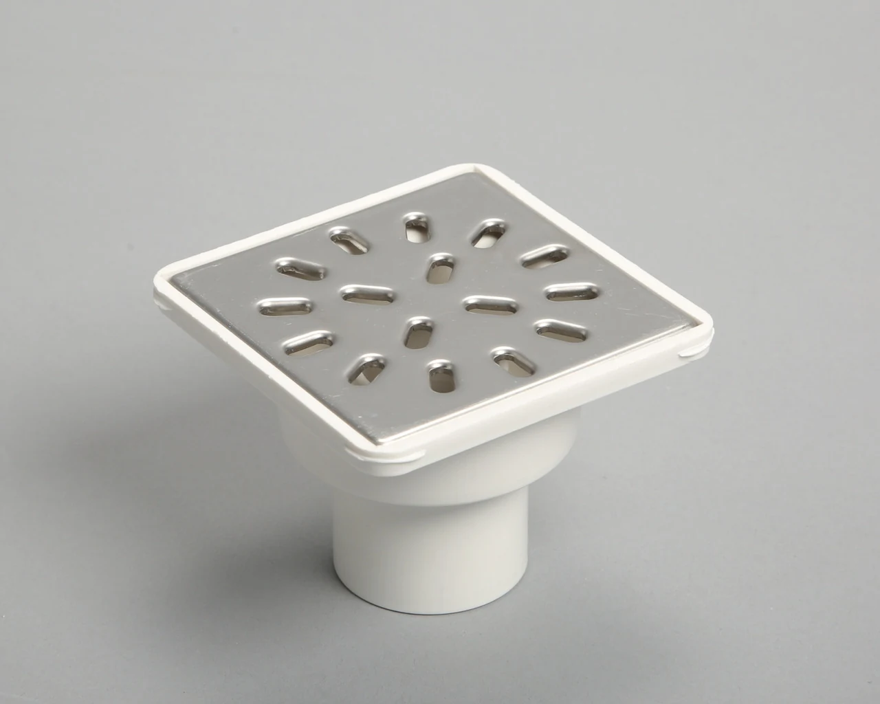 Shower drain for D50 vertical with stainless grate 150*150mm, dry shutter
