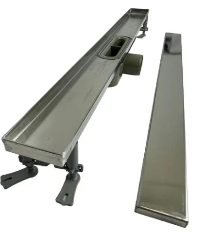 Shower drain for shower with horizontal outlet, with tile grate 80cm