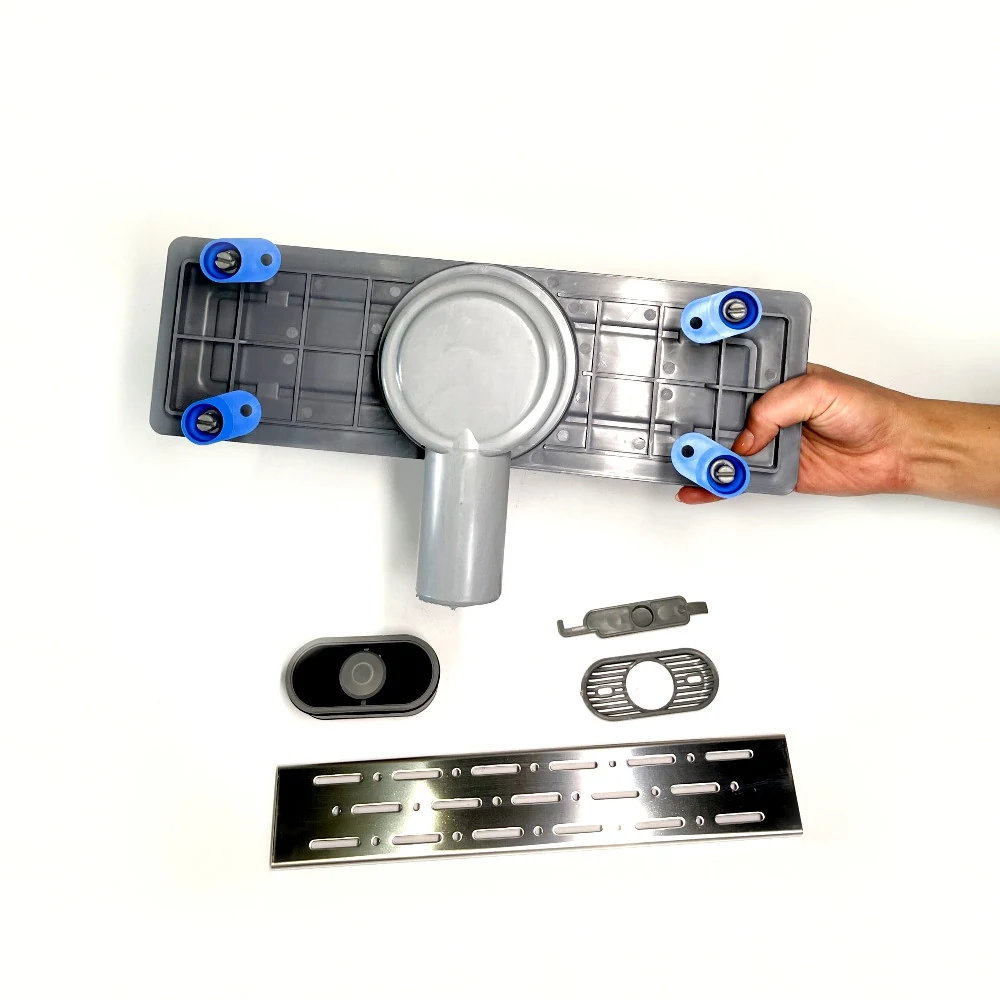 Shower drain with horizontal outlet, 33 cm, shower channel with dry seal, swivel siphon Shower drain with horizontal outlet, 33 cm, shower channel with dry seal, swivel siphon