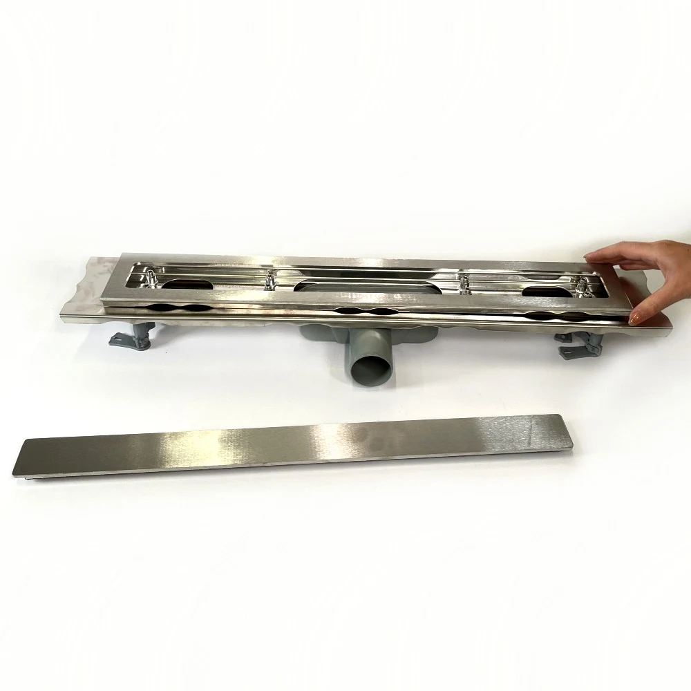 Stainless steel drain 60 cm long, Shower channel with horizontal stainless steel flange Stainless steel drain 60 cm long, Shower channel with horizontal stainless steel flange