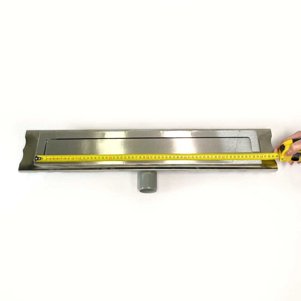 Stainless steel drain 60 cm long, Shower channel with horizontal stainless steel flange Stainless steel drain 60 cm long, Shower channel with horizontal stainless steel flange