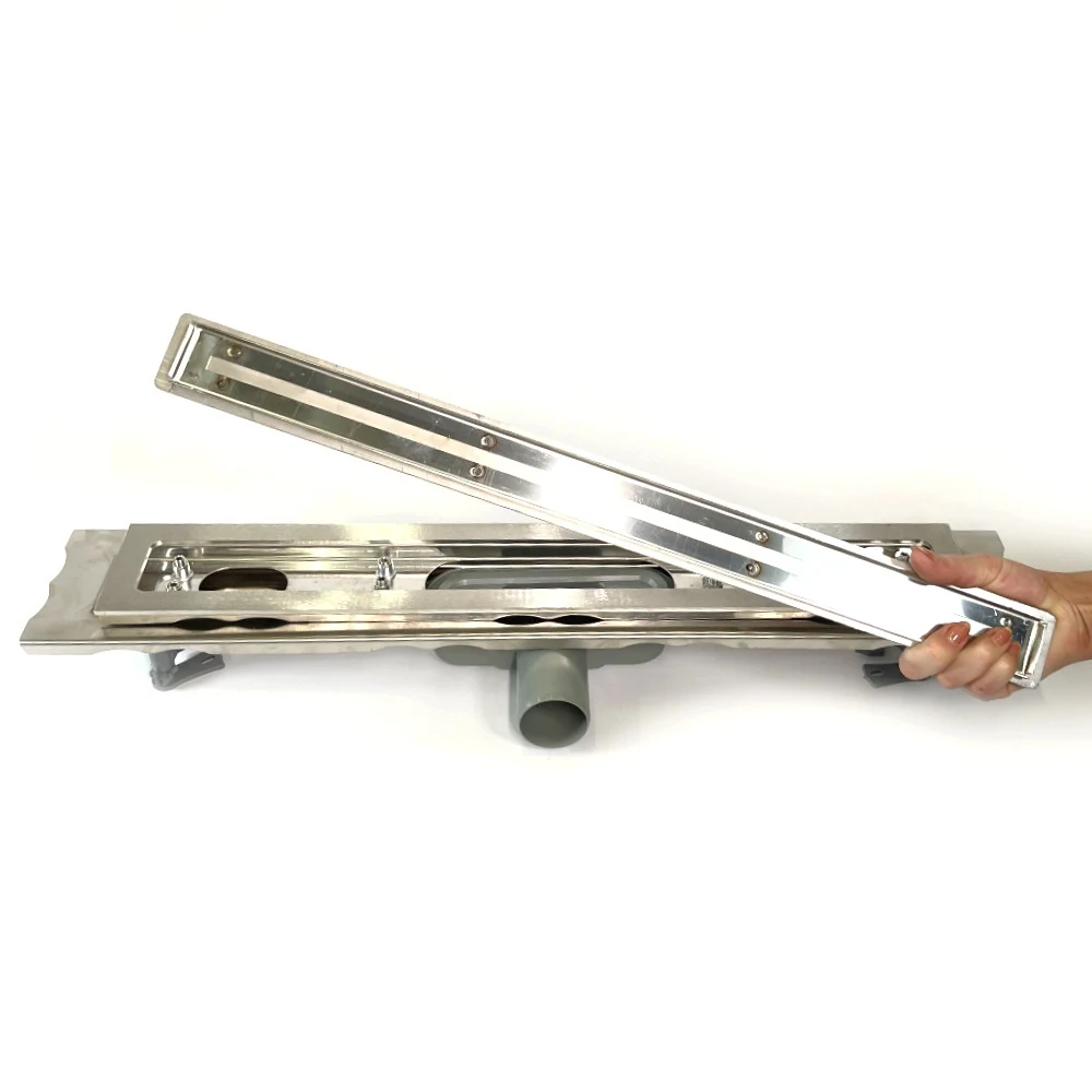 Stainless steel drain 60 cm long, Shower channel with horizontal stainless steel flange Stainless steel drain 60 cm long, Shower channel with horizontal stainless steel flange