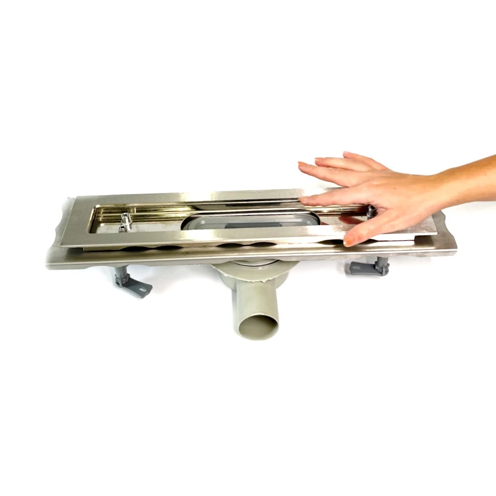 Stainless steel drain 60 cm long with 360 swivel siphon, Stainless steel shower channel Stainless steel drain 60 cm long with 360 swivel siphon, Stainless steel shower channel
