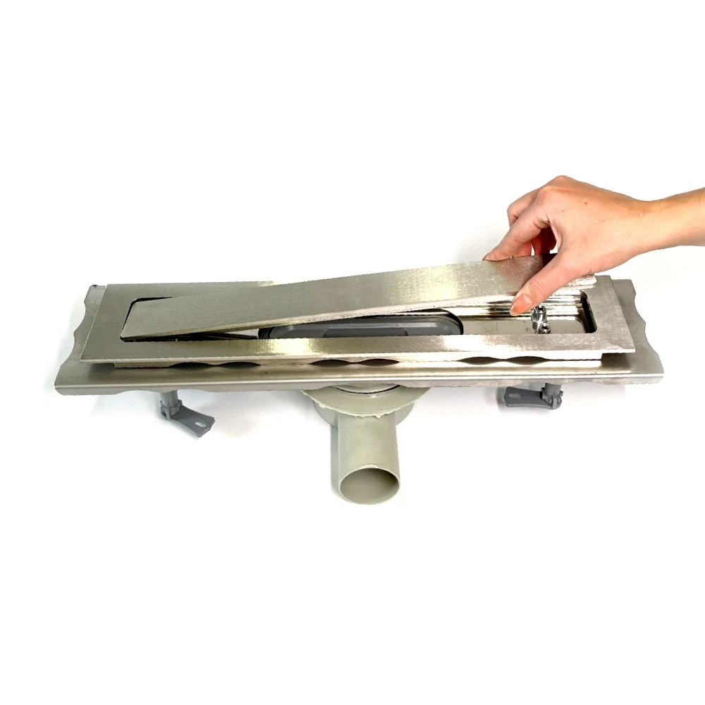 Stainless steel drain 60 cm long with 360 swivel siphon, Stainless steel shower channel Stainless steel drain 60 cm long with 360 swivel siphon, Stainless steel shower channel
