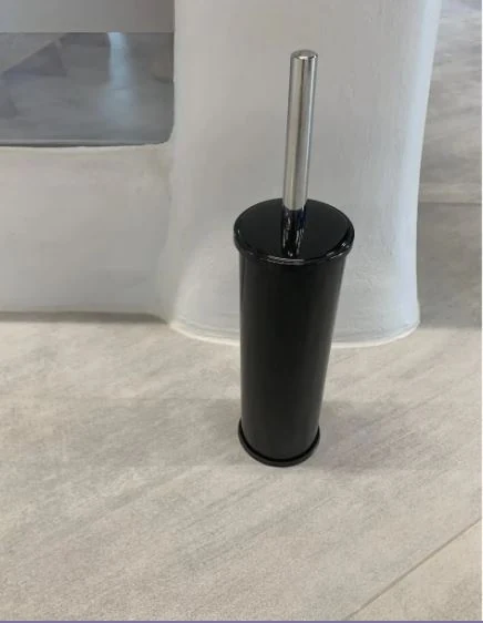 Toilet floor brush, stainless steel, black