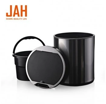 Touch-sensitive waste basket with inner bucket, round 9 liters