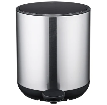 Trash can with pedal nordic style jah 5 l round silver with inner bucket