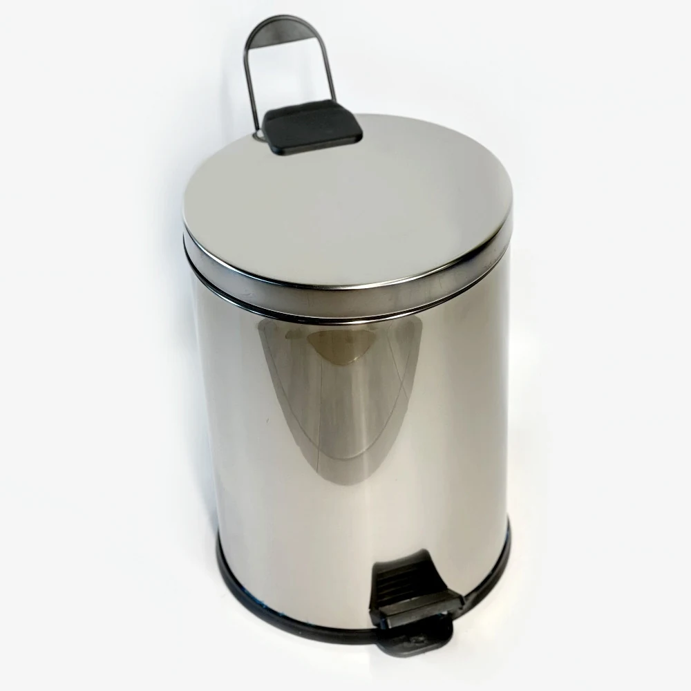 Trash can with pedal, round, stainless steel, 45 cm, diameter 31 cm, 30 liters