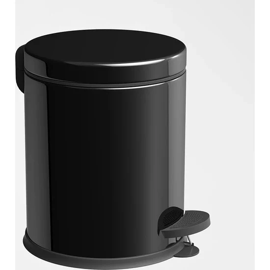 Trash can with pedal stainless steel 3 liters 22cm, diameter 21cm black Trash can with pedal stainless steel 3 liters 22cm, diameter 21cm black