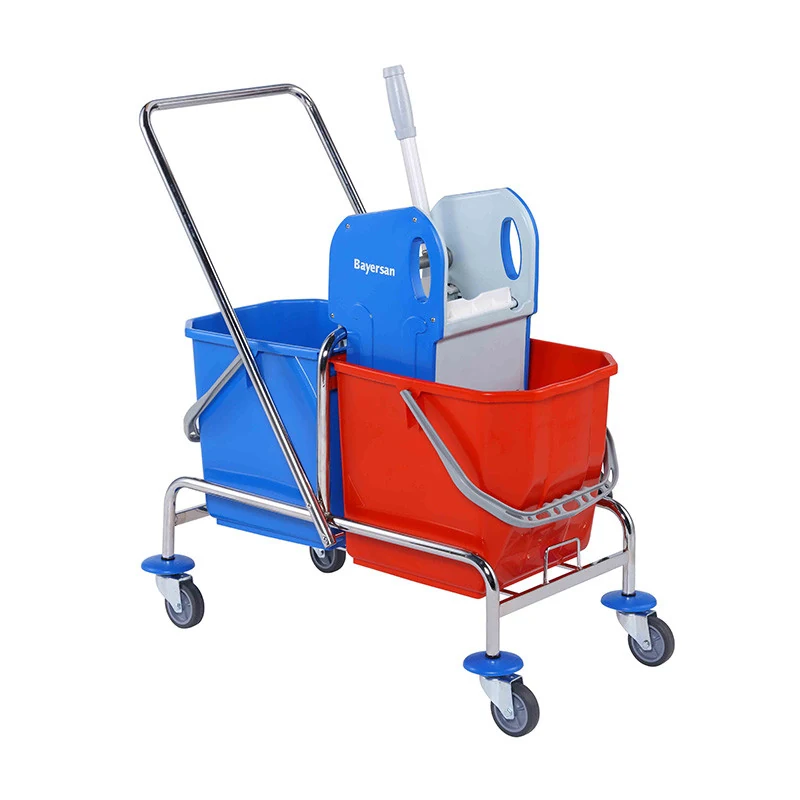 Trolley with metal frame: 2 buckets 25 l., press for squeezing