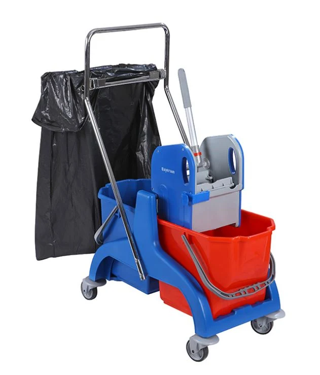 Trolley with plastic frame: 2 buckets 25 l., frame for bags