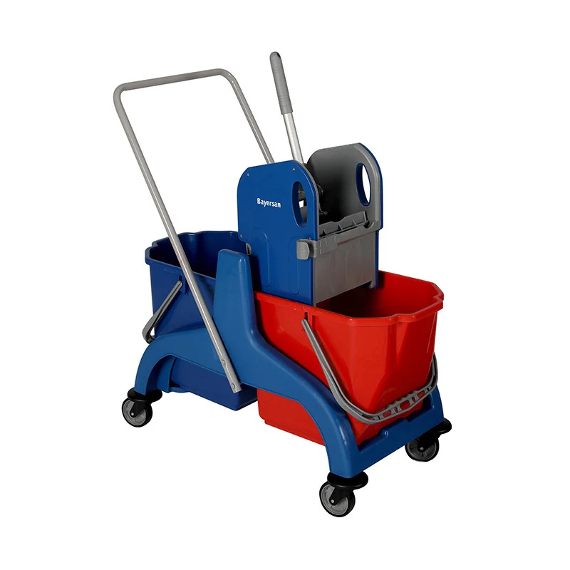 Trolley with plastic frame: 2 buckets 25 l., squeezing press