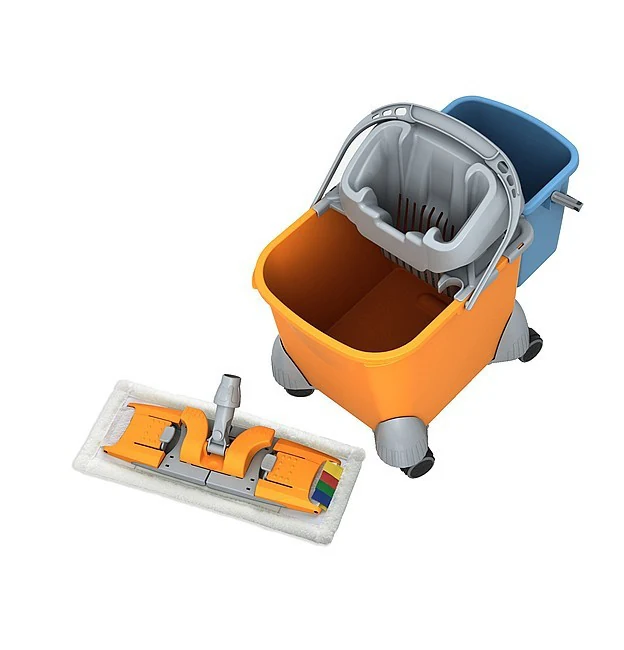 Trolley with wringer, 6l bucket, mop, white microfiber mop